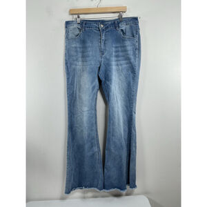 Womans Excellent Condition Kunmi Flared Blue Jeans 16 Frayed Ankles
